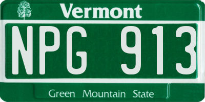 VT license plate NPG913