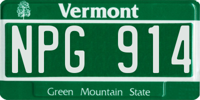 VT license plate NPG914
