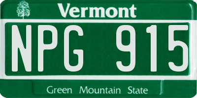 VT license plate NPG915