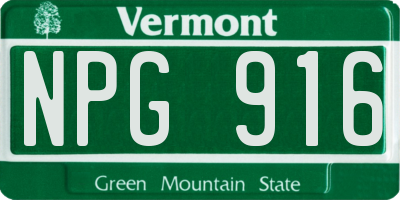VT license plate NPG916