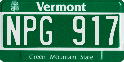 VT license plate NPG917