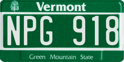 VT license plate NPG918