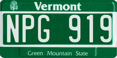 VT license plate NPG919
