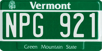 VT license plate NPG921