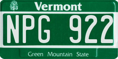 VT license plate NPG922