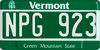 VT license plate NPG923
