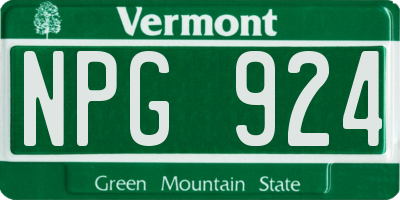 VT license plate NPG924