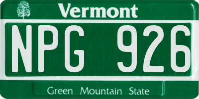 VT license plate NPG926