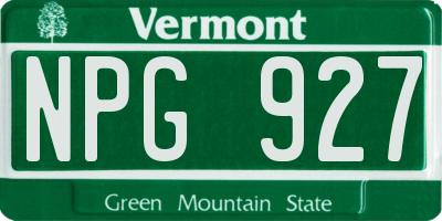 VT license plate NPG927