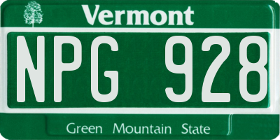 VT license plate NPG928