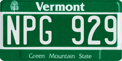 VT license plate NPG929