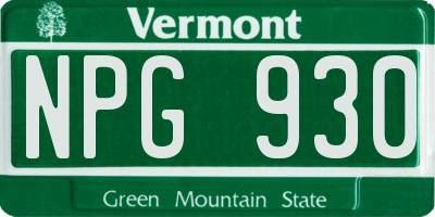 VT license plate NPG930