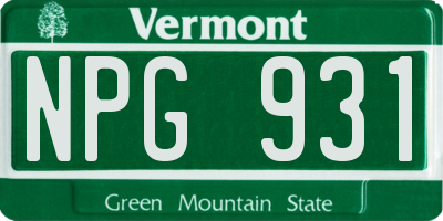 VT license plate NPG931