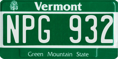 VT license plate NPG932