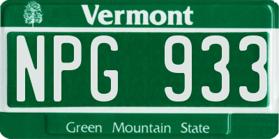 VT license plate NPG933