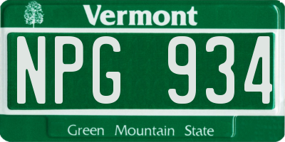 VT license plate NPG934