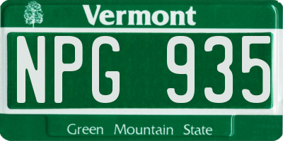VT license plate NPG935