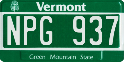VT license plate NPG937