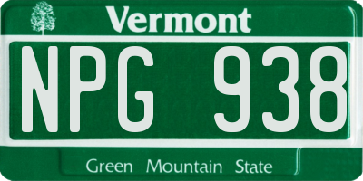 VT license plate NPG938