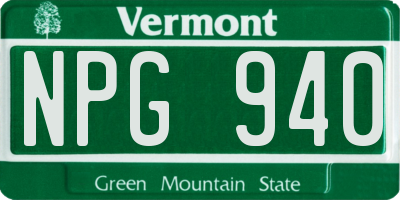 VT license plate NPG940