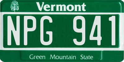VT license plate NPG941