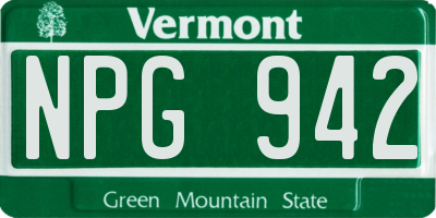 VT license plate NPG942
