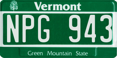 VT license plate NPG943