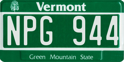 VT license plate NPG944