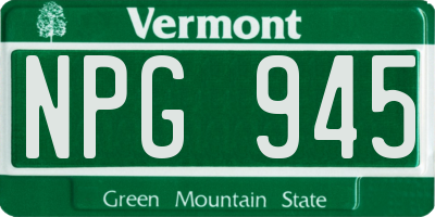 VT license plate NPG945