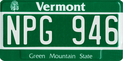 VT license plate NPG946
