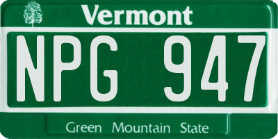 VT license plate NPG947