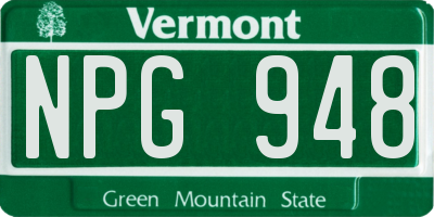 VT license plate NPG948