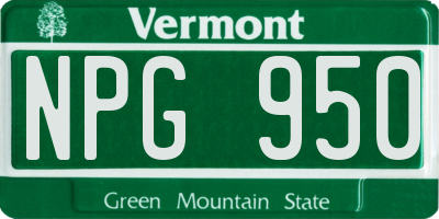 VT license plate NPG950