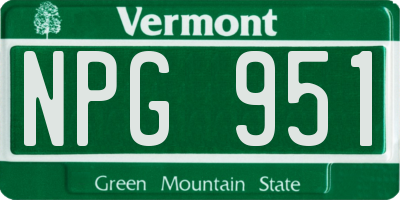 VT license plate NPG951