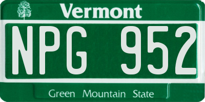 VT license plate NPG952