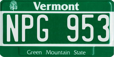 VT license plate NPG953