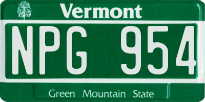 VT license plate NPG954