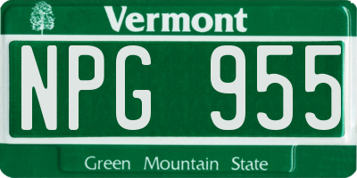 VT license plate NPG955