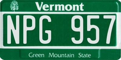 VT license plate NPG957