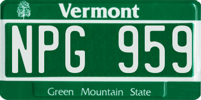 VT license plate NPG959