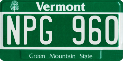VT license plate NPG960