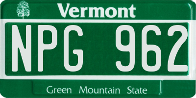VT license plate NPG962