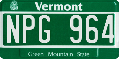 VT license plate NPG964