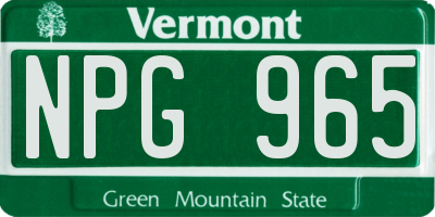 VT license plate NPG965