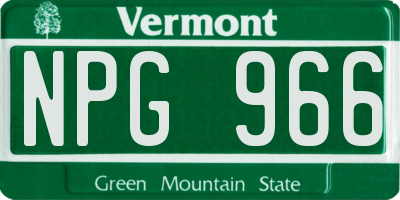 VT license plate NPG966