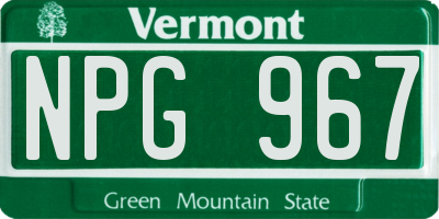 VT license plate NPG967