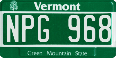 VT license plate NPG968