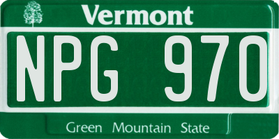 VT license plate NPG970