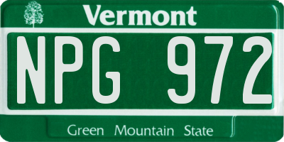 VT license plate NPG972