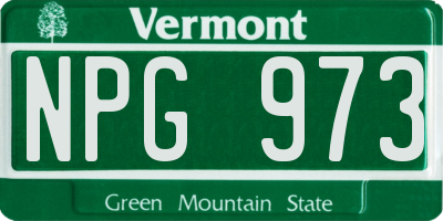 VT license plate NPG973